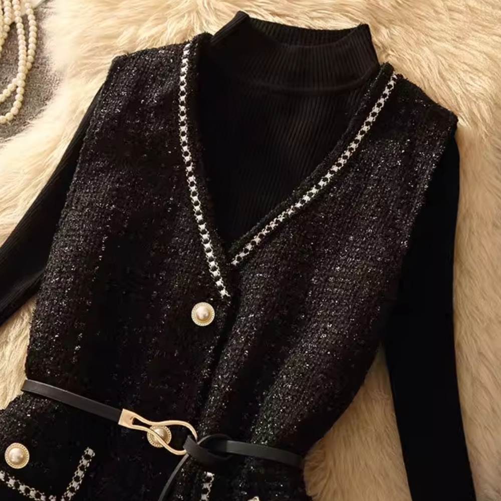 Simple Wooden Vest Coat Women's Two-Piece Set - Picture 4 of 7
